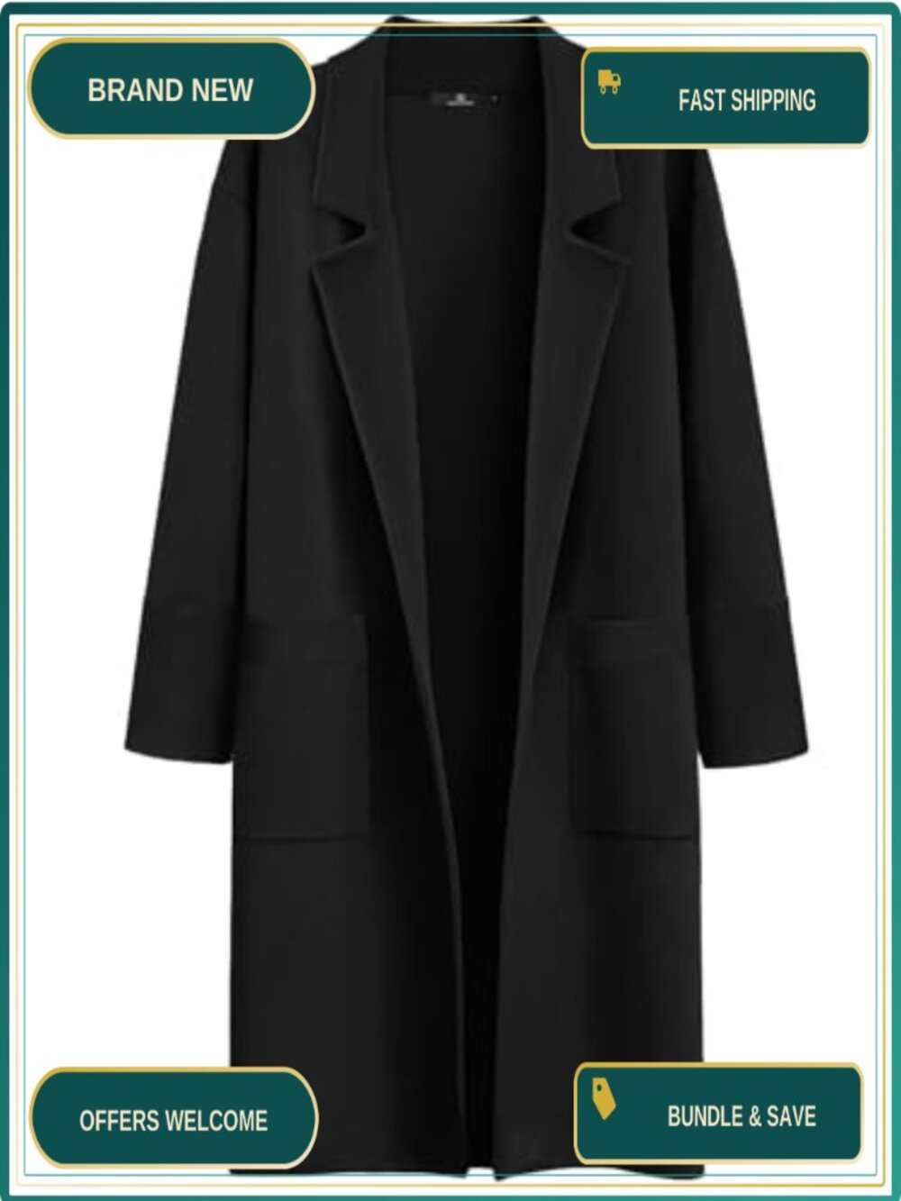 Oversized Long Cardigan Sweater Shawl Collar Mid-Calf Trench Coat